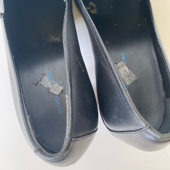 Rockport black leather block heel square toe shoe women’s 6.5 - Picture 10 of 14